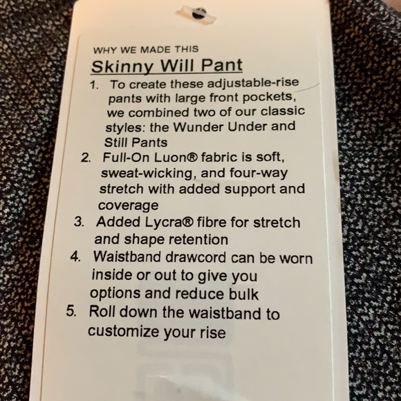 Lululemon skinny will pants. - Picture 2 of 3